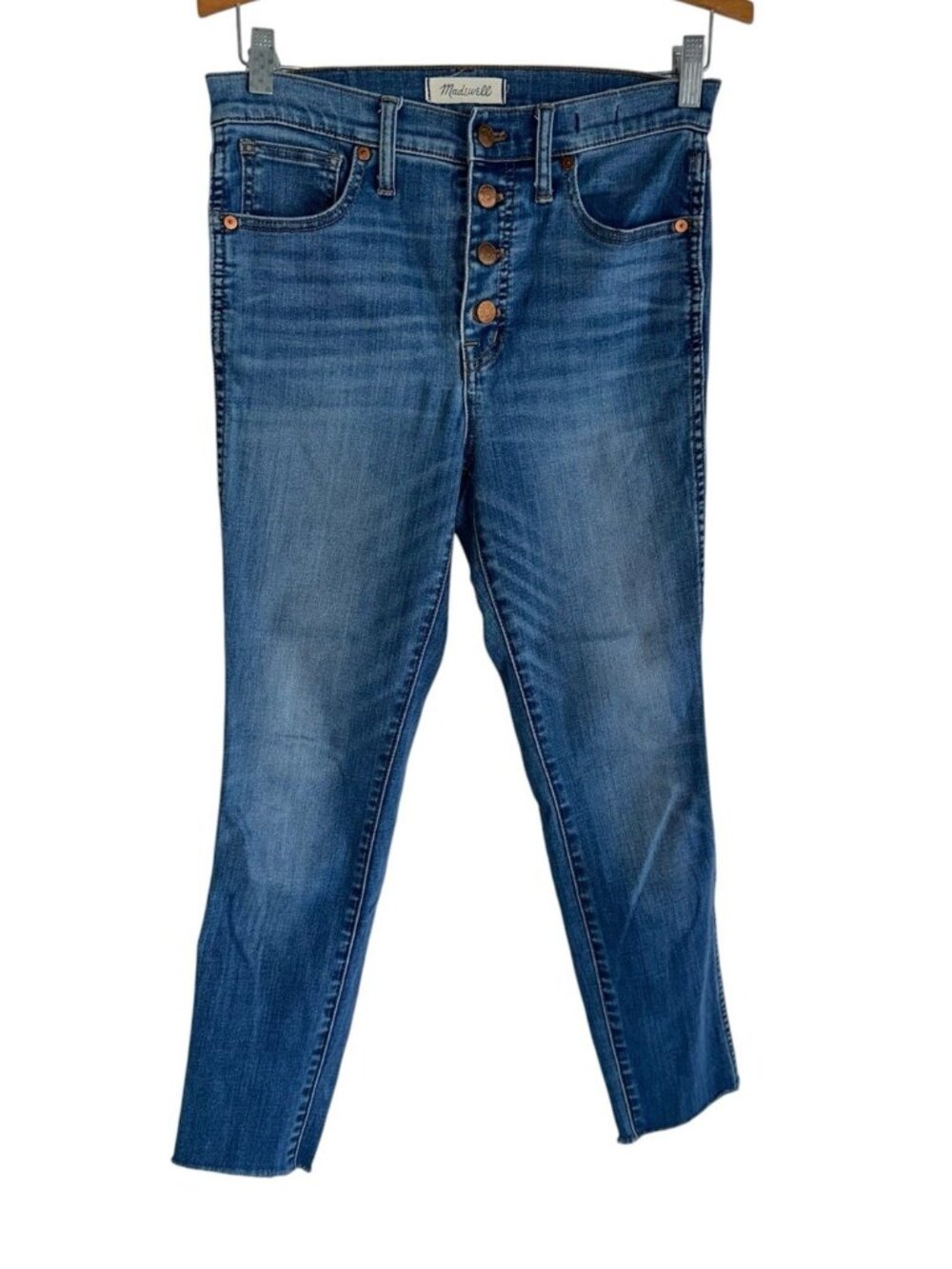 Madewell Womens 10” High Rise Skinny Crop Jeans Sz 27 Medium Wash Boho